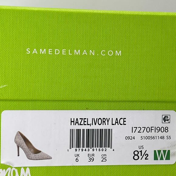 Sam Edelman Hazel Lace Covered Pointed Toe Pump Ivory Women's 8.5W Tried On - Picture 10 of 10